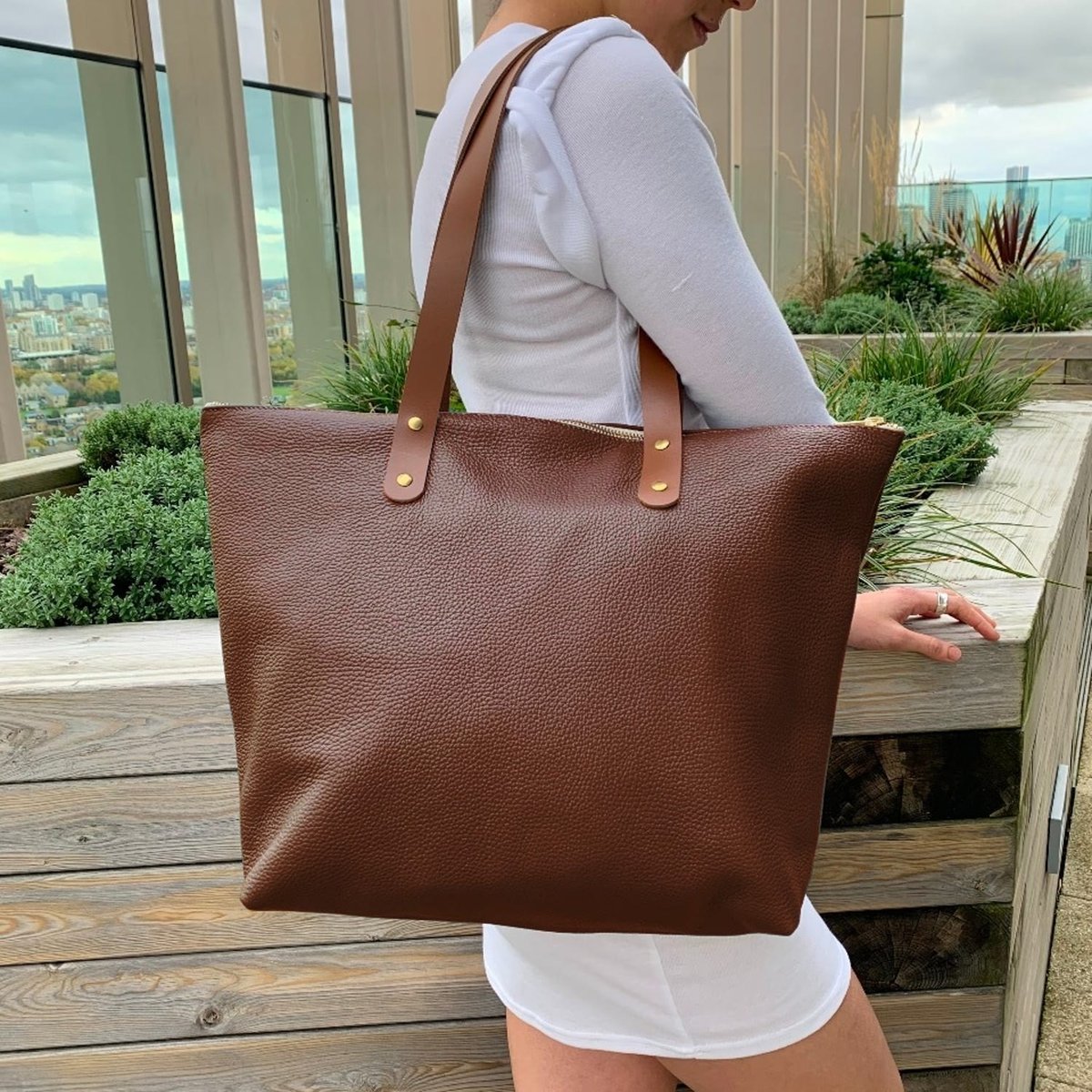 taniasutedja — Tania Zip Tote Brown